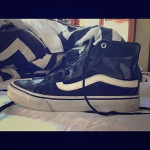 Black leather & mesh vans